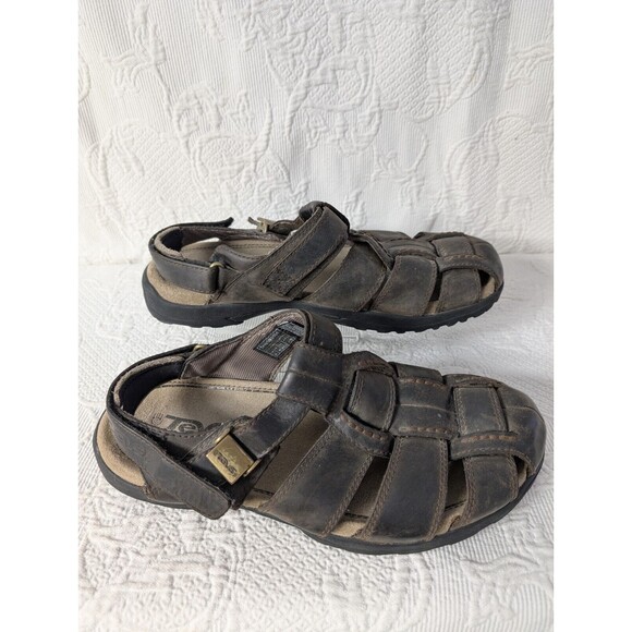 Teva Sandals Men\'s 11 Hamner Brown Leather Fisherman Shoes main image 7